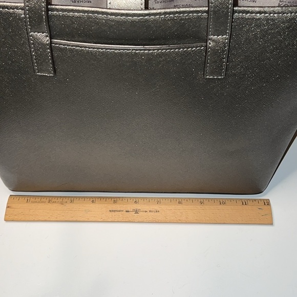 Michael Michael Kors Microstud Center Striped Gray Leather Tote. - Picture 9 of 12